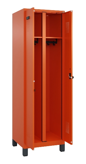 C+P Schwarz-Weiß-Spind Evolo PLUS 049012-20 mit Füßen 2 Abt.300mm Zylinder (HxBxT) 1850x600x500mm 0010/0010