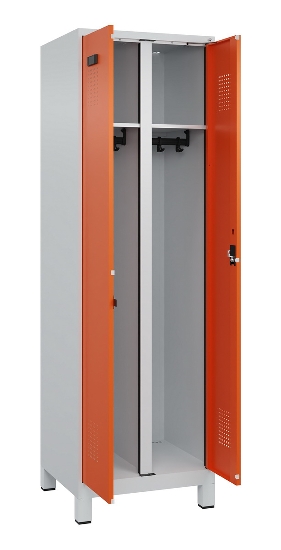 C+P Schwarz-Weiß-Spind Evolo PLUS 049012-22 mit Füßen 2 Abt.400mm Drehriegel (HxBxT) 1850x800x500mm 7016/7016