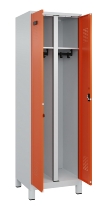 C+P Schwarz-Weiß-Spind Evolo PLUS 049012-22 mit Füßen 2 Abt.400mm Drehriegel (HxBxT) 1850x800x500mm 7016/7016