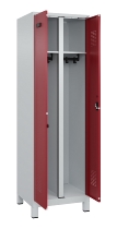 C+P Schwarz-Weiß-Spind Evolo PLUS 049012-22 mit Füßen 2 Abt.400mm Drehriegel (HxBxT) 1850x800x500mm 7016/7016