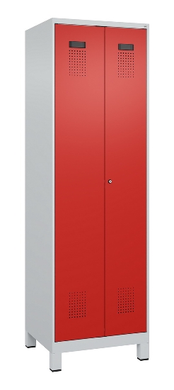 C+P Schwarz-Weiß-Spind Evolo PLUS 049012-22 mit Füßen 2 Abt.400mm Drehriegel (HxBxT) 1850x800x500mm 7016/7016