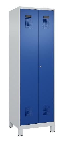 C+P Schwarz-Weiß-Spind Evolo PLUS 049012-22 mit Füßen 2 Abt.400mm Drehriegel (HxBxT) 1850x800x500mm 7016/7016