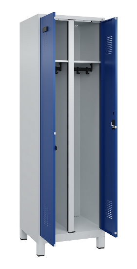 C+P Schwarz-Weiß-Spind Evolo PLUS 049012-22 mit Füßen 2 Abt.400mm Drehriegel (HxBxT) 1850x800x500mm 7016/7016