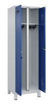 C+P Schwarz-Weiß-Spind Evolo PLUS 049012-22 mit Füßen 2 Abt.400mm Drehriegel (HxBxT) 1850x800x500mm 7016/7016