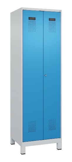 C+P Schwarz-Weiß-Spind Evolo PLUS 049012-22 mit Füßen 2 Abt.400mm Drehriegel (HxBxT) 1850x800x500mm 7016/7016