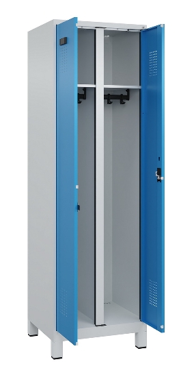 C+P Schwarz-Weiß-Spind Evolo PLUS 049012-22 mit Füßen 2 Abt.400mm Drehriegel (HxBxT) 1850x800x500mm 7016/7016