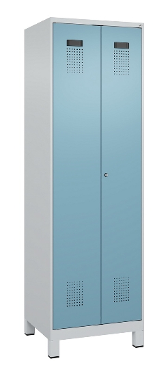 C+P Schwarz-Weiß-Spind Evolo PLUS 049012-22 mit Füßen 2 Abt.400mm Drehriegel (HxBxT) 1850x800x500mm 7016/7016