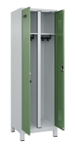 C+P Schwarz-Weiß-Spind Evolo PLUS 049012-22 mit Füßen 2 Abt.400mm Drehriegel (HxBxT) 1850x800x500mm 7016/7016