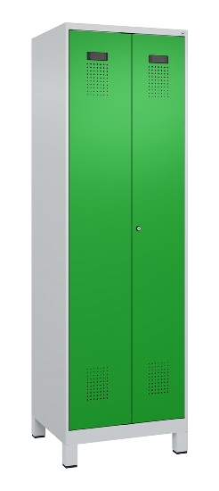 C+P Schwarz-Weiß-Spind Evolo PLUS 049012-22 mit Füßen 2 Abt.400mm Drehriegel (HxBxT) 1850x800x500mm 7016/7016