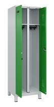 C+P Schwarz-Weiß-Spind Evolo PLUS 049012-20 mit Füßen 2 Abt.300mm Zylinder (HxBxT) 1850x600x500mm 7035/6037