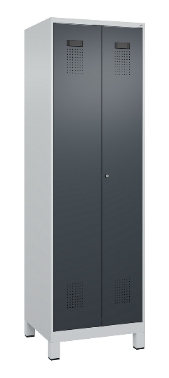 C+P Schwarz-Weiß-Spind Evolo PLUS 049012-22 mit Füßen 2 Abt.400mm Drehriegel (HxBxT) 1850x800x500mm 7016/7016