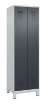 C+P Schwarz-Weiß-Spind Evolo PLUS 049012-22 mit Füßen 2 Abt.400mm Drehriegel (HxBxT) 1850x800x500mm 7016/7016