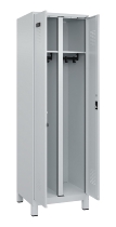 C+P Schwarz-Weiß-Spind Evolo PLUS 049012-22 mit Füßen 2 Abt.400mm Drehriegel (HxBxT) 1850x800x500mm 7016/7016