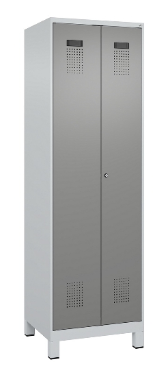 C+P Schwarz-Weiß-Spind Evolo PLUS 049012-22 mit Füßen 2 Abt.400mm Drehriegel (HxBxT) 1850x800x500mm 7016/7016