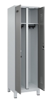 C+P Schwarz-Weiß-Spind Evolo PLUS 049012-22 mit Füßen 2 Abt.400mm Drehriegel (HxBxT) 1850x800x500mm 7016/7016