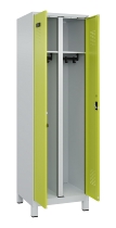 C+P Schwarz-Weiß-Spind Evolo PLUS 049012-22 mit Füßen 2 Abt.400mm Drehriegel (HxBxT) 1850x800x500mm 7016/7016
