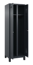 C+P Schwarz-Weiß-Spind Evolo PLUS 049012-22 mit Füßen 2 Abt.400mm Drehriegel (HxBxT) 1850x800x500mm 7016/7016