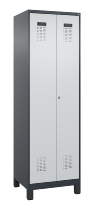 C+P Schwarz-Weiß-Spind Evolo PLUS 049012-22 mit Füßen 2 Abt.400mm Drehriegel (HxBxT) 1850x800x500mm 7016/7016