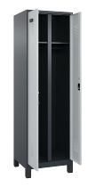 C+P Schwarz-Weiß-Spind Evolo PLUS 049012-22 mit Füßen 2 Abt.400mm Drehriegel (HxBxT) 1850x800x500mm 7016/7016
