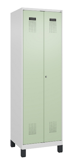 C+P Schwarz-Weiß-Spind Evolo PLUS 049012-22 mit Füßen 2 Abt.400mm Drehriegel (HxBxT) 1850x800x500mm 7016/7016