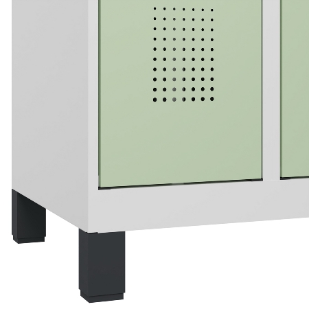 C+P Schwarz-Weiß-Spind Evolo PLUS 049012-22 mit Füßen 2 Abt.400mm Drehriegel (HxBxT) 1850x800x500mm 7016/7016