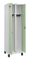 C+P Schwarz-Weiß-Spind Evolo PLUS 049012-22 mit Füßen 2 Abt.400mm Drehriegel (HxBxT) 1850x800x500mm 7016/7016