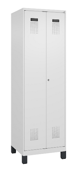 C+P Schwarz-Weiß-Spind Evolo PLUS 049012-22 mit Füßen 2 Abt.400mm Drehriegel (HxBxT) 1850x800x500mm 7016/7016
