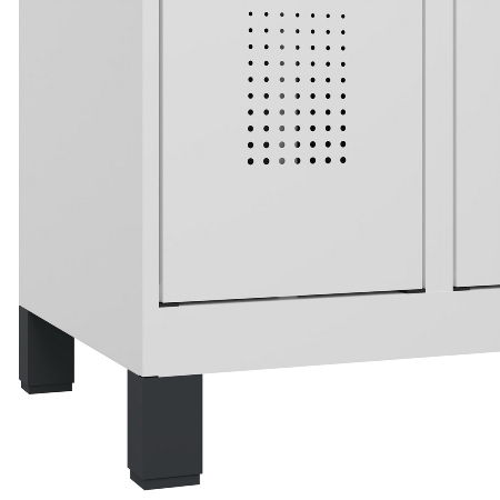 C+P Schwarz-Weiß-Spind Evolo PLUS 049012-22 mit Füßen 2 Abt.400mm Drehriegel (HxBxT) 1850x800x500mm 7016/7016