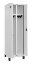 C+P Schwarz-Weiß-Spind Evolo PLUS 049012-22 mit Füßen 2 Abt.400mm Drehriegel (HxBxT) 1850x800x500mm 7016/7016