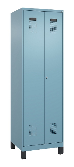 C+P Schwarz-Weiß-Spind Evolo PLUS 049012-20 mit Füßen 2 Abt.300mm Zylinder (HxBxT) 1850x600x500mm 0010/0010