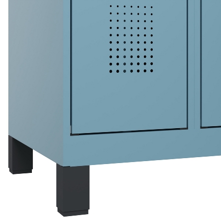C+P Schwarz-Weiß-Spind Evolo PLUS 049012-20 mit Füßen 2 Abt.300mm Zylinder (HxBxT) 1850x600x500mm 0010/0010
