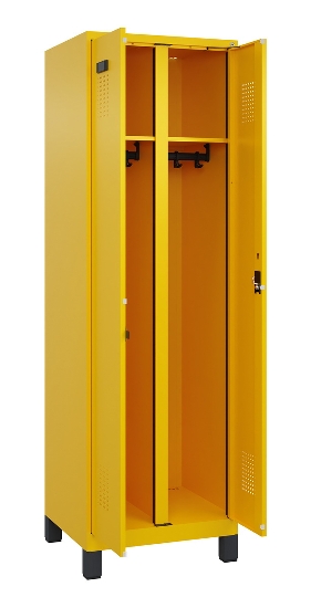 C+P Schwarz-Weiß-Spind Evolo PLUS 049012-20 mit Füßen 2 Abt.300mm Zylinder (HxBxT) 1850x600x500mm 0010/0010