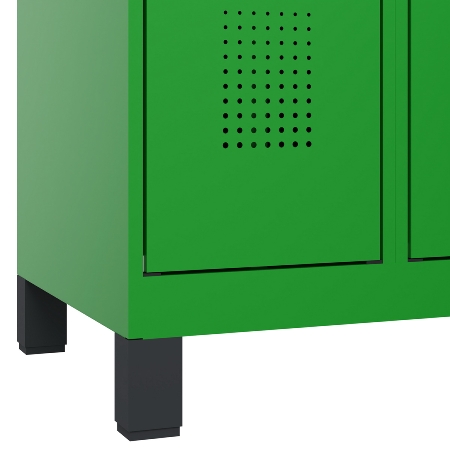 C+P Schwarz-Weiß-Spind Evolo PLUS 049012-20 mit Füßen 2 Abt.300mm Zylinder (HxBxT) 1850x600x500mm 0010/0010