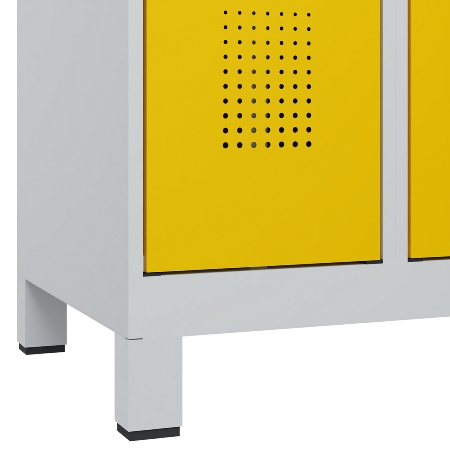 C+P Wäsche-Spind Evolo PLUS 049012-22B mit Füßen 2 Abt.je 400mm Zylinder (HxBxT) 1950x800x500mm 7035/3000