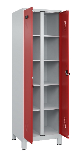 C+P Wäsche-Spind Evolo PLUS 049012-22B mit Füßen 2 Abt.je 400mm Zylinder (HxBxT) 1950x800x500mm 7035/3000