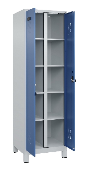 C+P Wäsche-Spind Evolo PLUS 049012-22B mit Füßen 2 Abt.je 400mm Zylinder (HxBxT) 1950x800x500mm 7035/3000