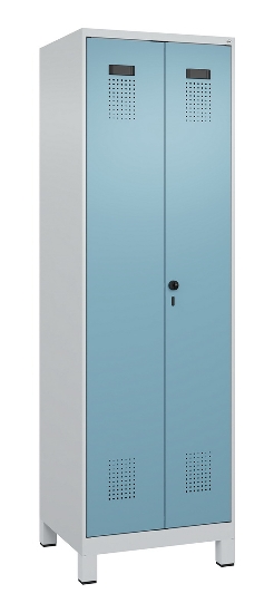 C+P Wäsche-Spind Evolo PLUS 049012-22B mit Füßen 2 Abt.je 400mm Zylinder (HxBxT) 1950x800x500mm 7035/3000