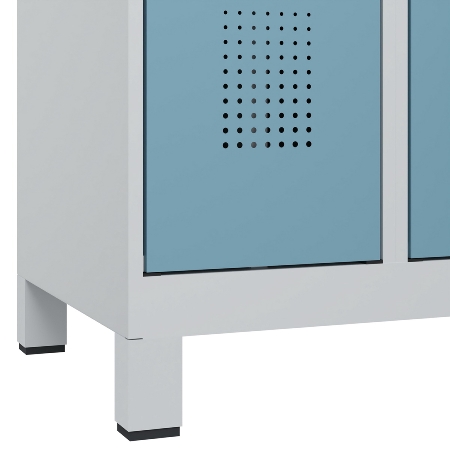 C+P Wäsche-Spind Evolo PLUS 049012-22B mit Füßen 2 Abt.je 400mm Zylinder (HxBxT) 1950x800x500mm 7035/3000