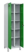 C+P Wäsche-Spind Evolo PLUS 049012-22B mit Füßen 2 Abt.je 400mm Zylinder (HxBxT) 1950x800x500mm 7035/3000