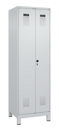 C+P Wäsche-Spind Evolo PLUS 049012-22B mit Füßen 2 Abt.je 400mm Zylinder (HxBxT) 1950x800x500mm 7035/3000