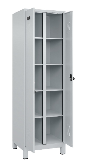 C+P Wäsche-Spind Evolo PLUS 049012-22B mit Füßen 2 Abt.je 400mm Zylinder (HxBxT) 1950x800x500mm 7035/3000