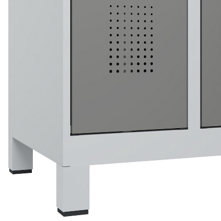 C+P Wäsche-Spind Evolo PLUS 049012-22B mit Füßen 2 Abt.je 400mm Zylinder (HxBxT) 1950x800x500mm 7035/3000