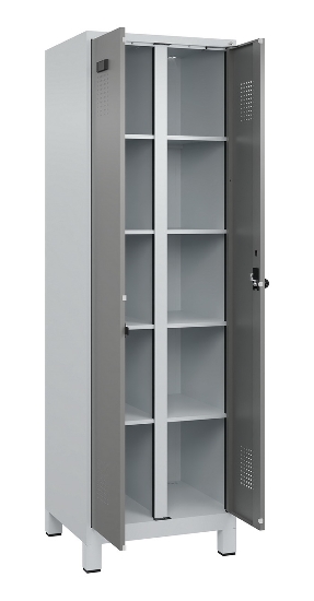C+P Wäsche-Spind Evolo PLUS 049012-22B mit Füßen 2 Abt.je 400mm Zylinder (HxBxT) 1950x800x500mm 7035/3000
