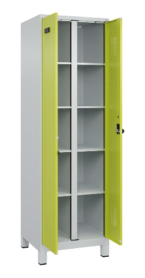 C+P Wäsche-Spind Evolo PLUS 049012-22B mit Füßen 2 Abt.je 400mm Zylinder (HxBxT) 1950x800x500mm 7035/3000