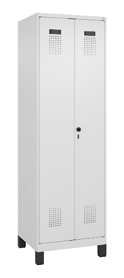 C+P Wäsche-Spind Evolo PLUS 049012-22B mit Füßen 2 Abt.je 400mm Zylinder (HxBxT) 1950x800x500mm 7035/3000