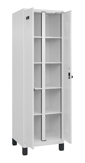 C+P Wäsche-Spind Evolo PLUS 049012-22B mit Füßen 2 Abt.je 400mm Zylinder (HxBxT) 1950x800x500mm 7035/3000