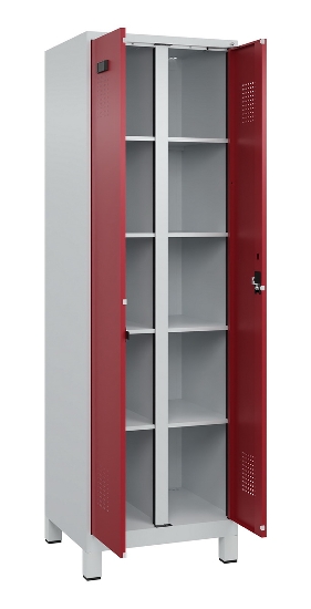 C+P Wäsche-Spind Evolo PLUS 049012-22B mit Füßen 2 Abt.je 400mm Zylinder (HxBxT) 1950x800x500mm 7035/3000