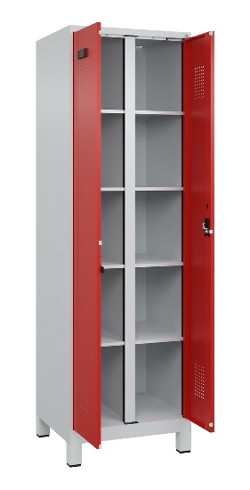 C+P Wäsche-Spind Evolo PLUS 049012-22B mit Füßen 2 Abt.je 400mm Zylinder (HxBxT) 1950x800x500mm 7035/3000