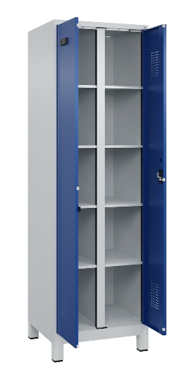 C+P Wäsche-Spind Evolo PLUS 049012-22B mit Füßen 2 Abt.je 400mm Zylinder (HxBxT) 1950x800x500mm 7035/3000