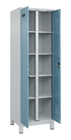 C+P Wäsche-Spind Evolo PLUS 049012-22B mit Füßen 2 Abt.je 400mm Zylinder (HxBxT) 1950x800x500mm 7035/3000